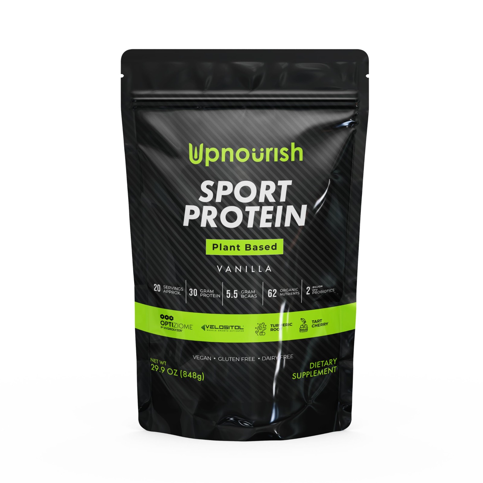 Vegan Sport Protein Powder Vanilla – 30g Plant Based Protein, VELOSITOL, BCAAs,