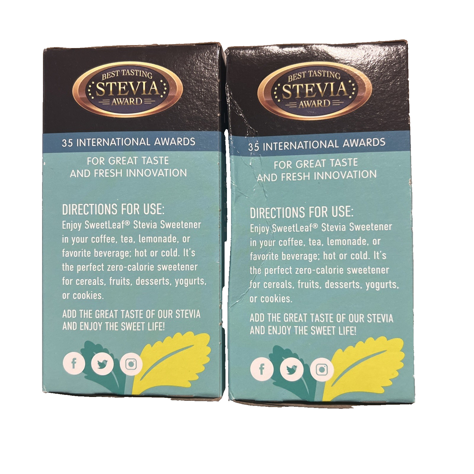 SweetLeaf Stevia Powder Packets 70 Count 2 Pack Zero Calorie Sweetener NEW