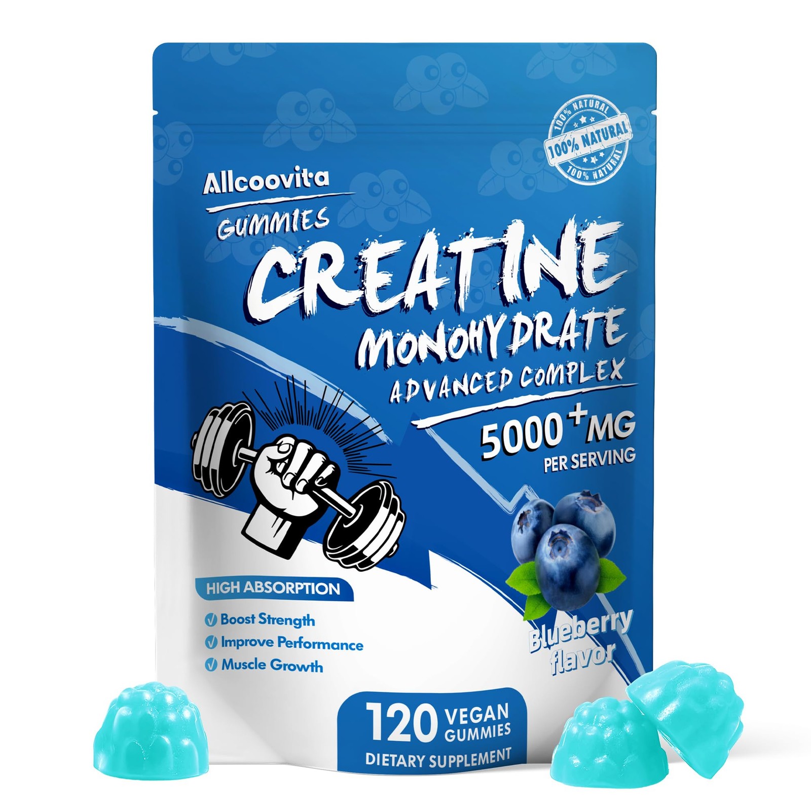 NSF Certified Creatine Gummy – Creatine Monohydrate Gummies 5000mg for Men & …
