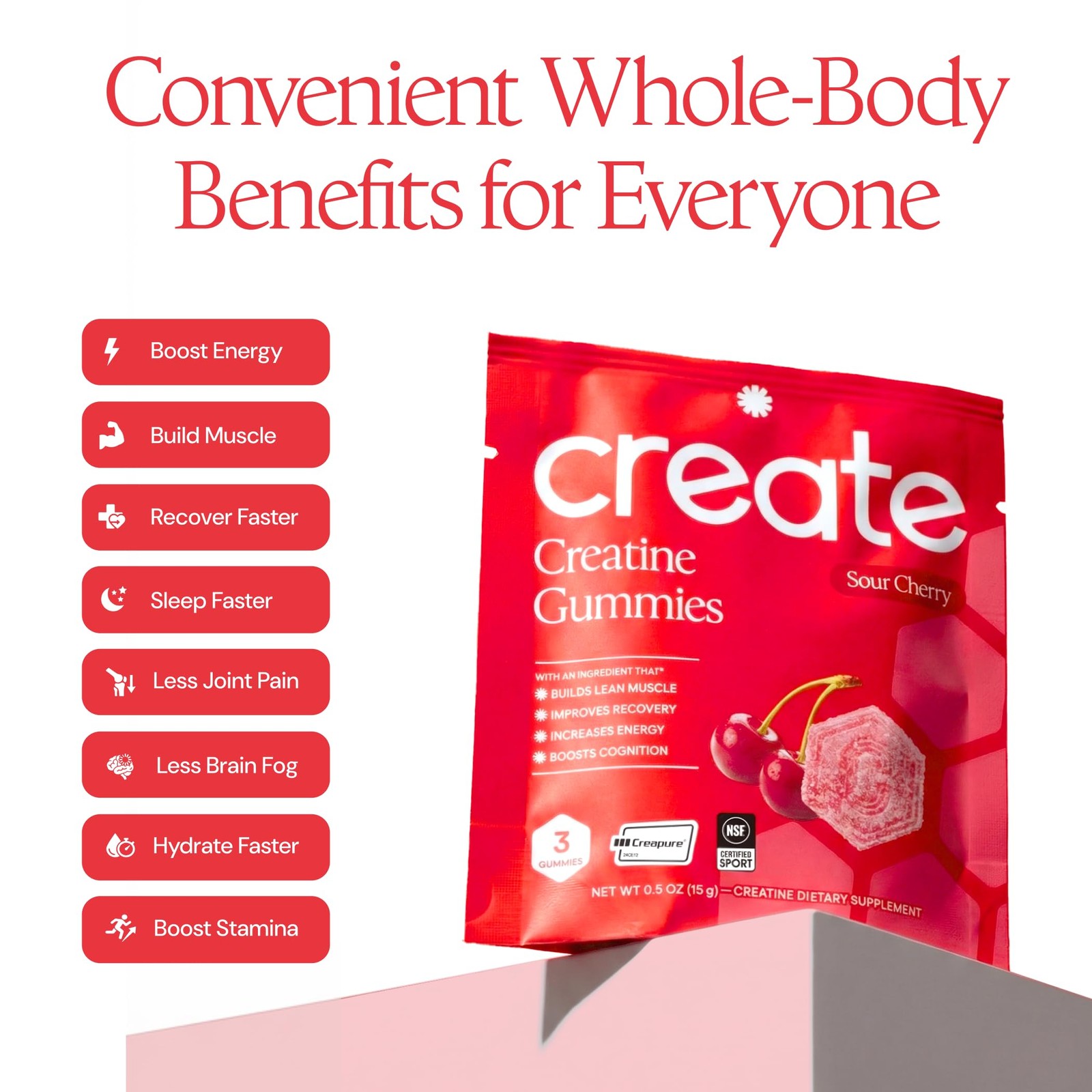 Creatine Gummies for Men & Women – NSF Certified, Made with Creapure Creatine…