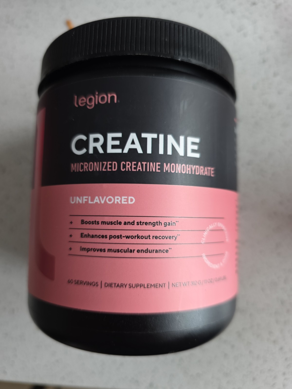 NEW LEGION Micronized Creatine Monohydrate Supplement Powder Unflavored 60 Serv