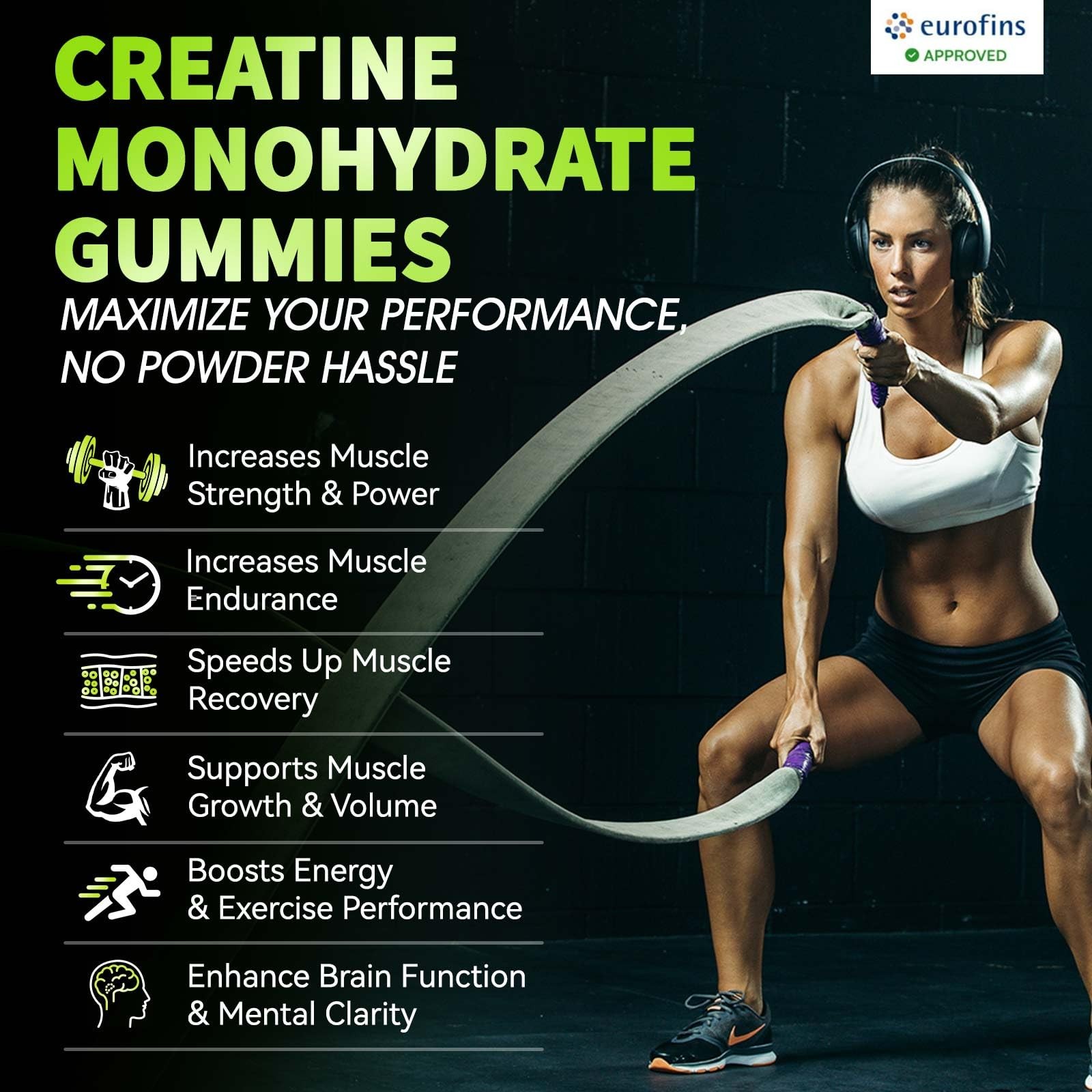 Creatine Monohydrate Gummies for Men & Women, 4.5g Creatine Monohydrate per S…