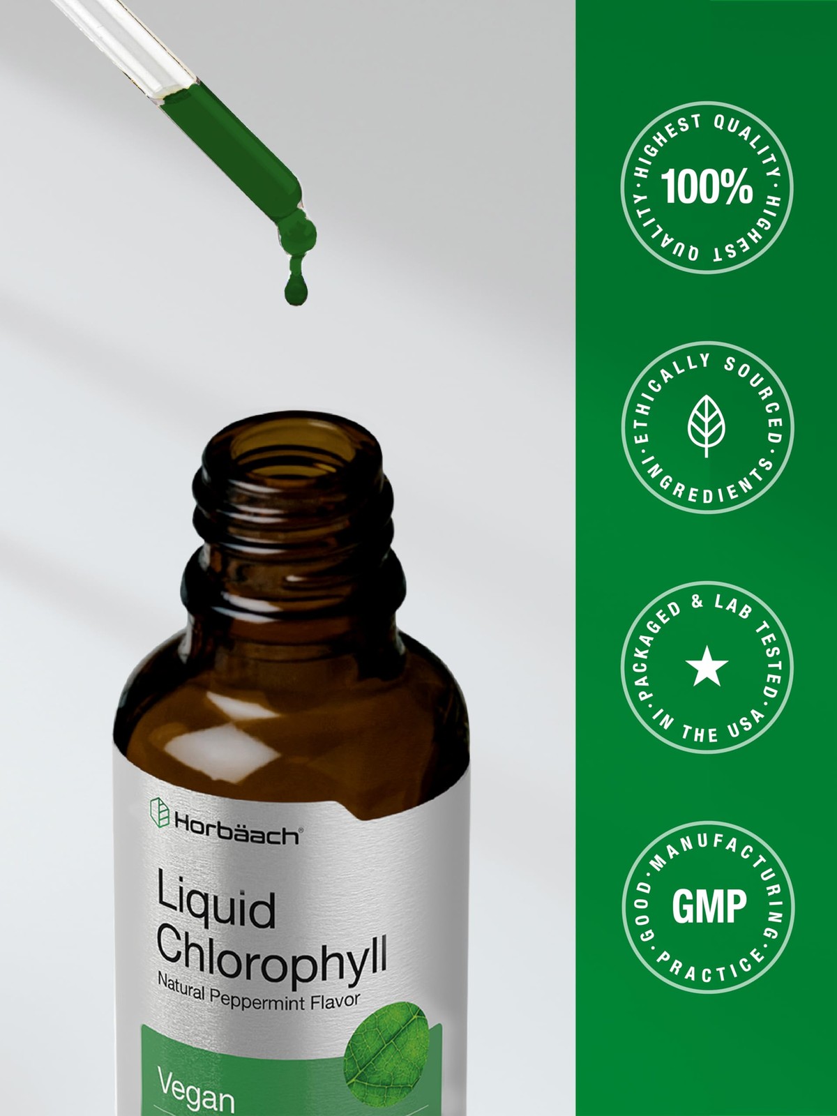 Horbäach Liquid Chlorophyll Drops | 2 oz | Vegan, 2 Ounce (Pack of 1)