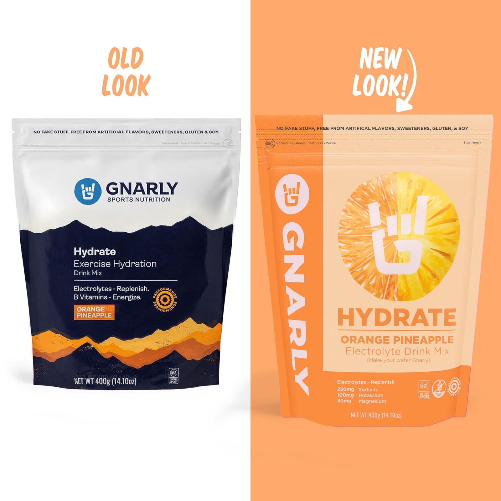 Gnarly Nutrition Hydrate Electrolyte Powder Orange Pineapple Exercise Hydration