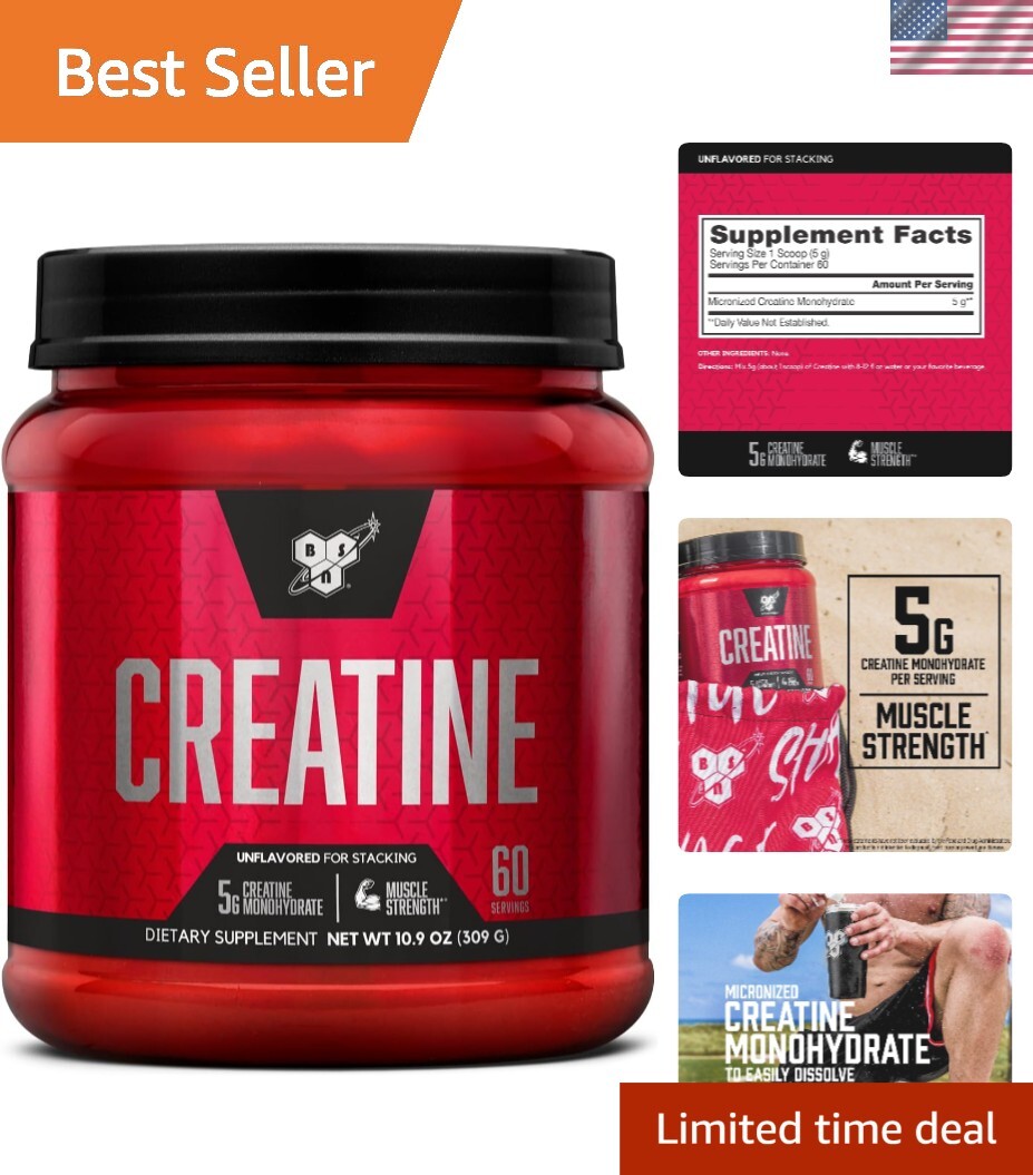 Premium Creatine Monohydrate Powder – Unflavored 60 Servings, 2 Months Supply