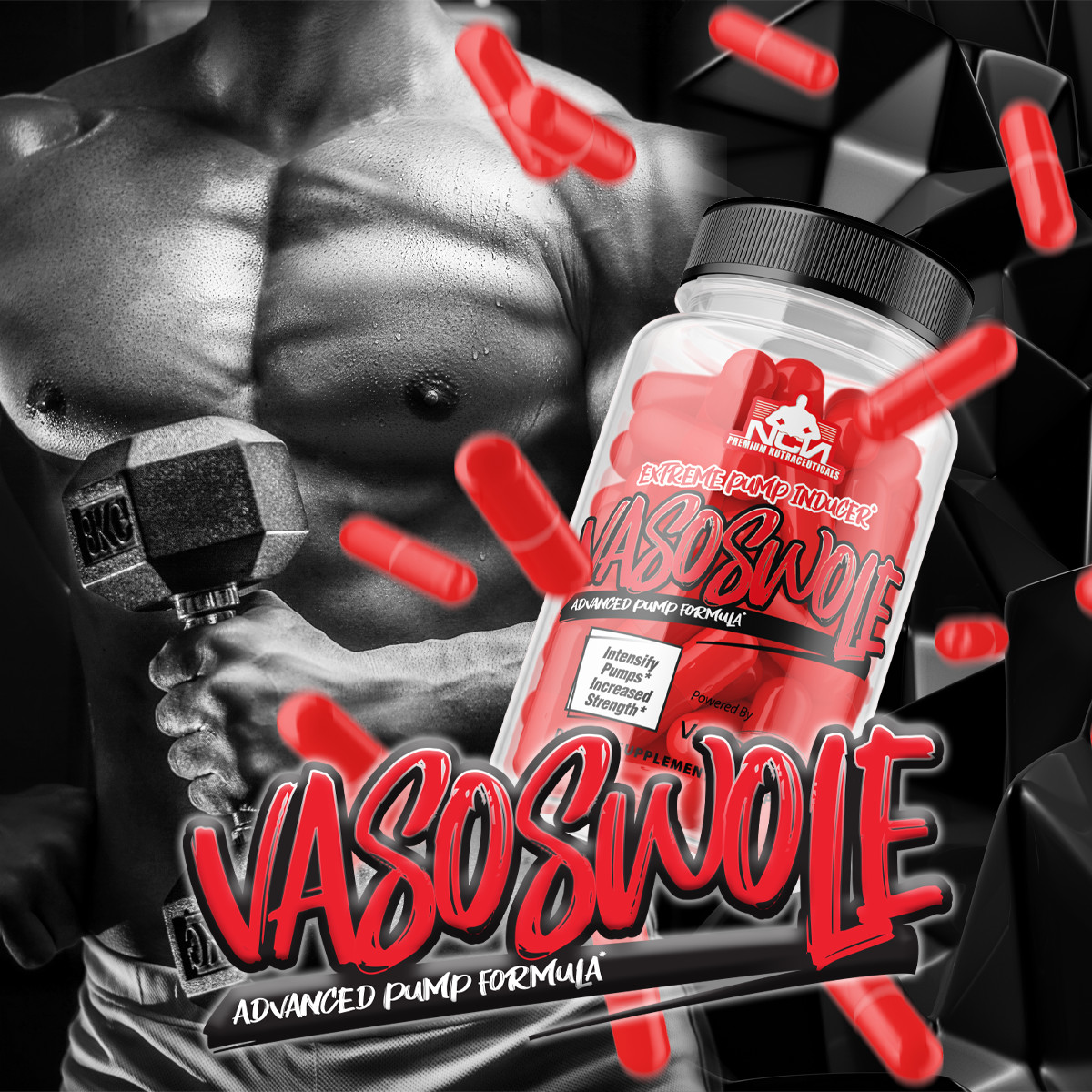 VASOSWOLE Pre Workout Nitric Oxide Booster, Energy, Pump, Endurance, Strength