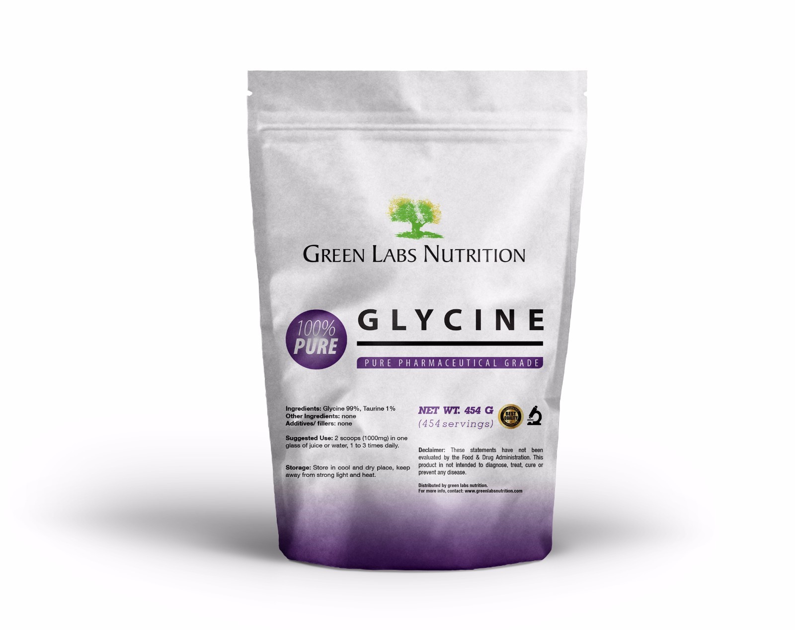Glycine Powder 454g Neurotransmitter Concentration, Good Mood and Sleep Support