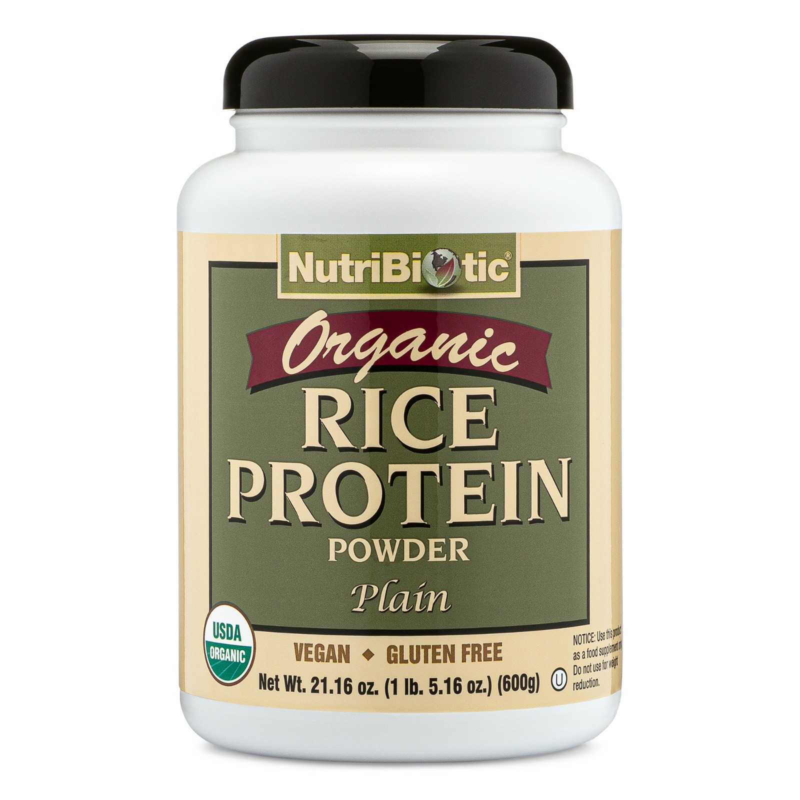 NutriBiotic Organic Rice Protein, Plain Protein Powder 21.16 oz (1 lb 5.16 oz)