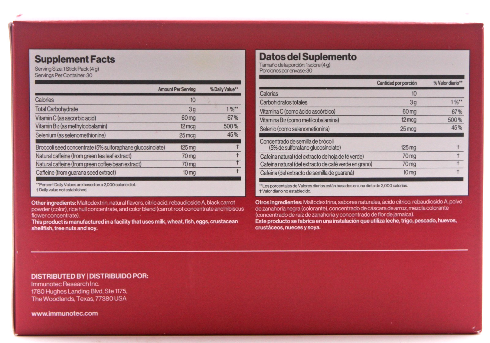 Immunocal Booster Energy Hibiscus Flavor, 30 Stick Packs, Exp 10/2027