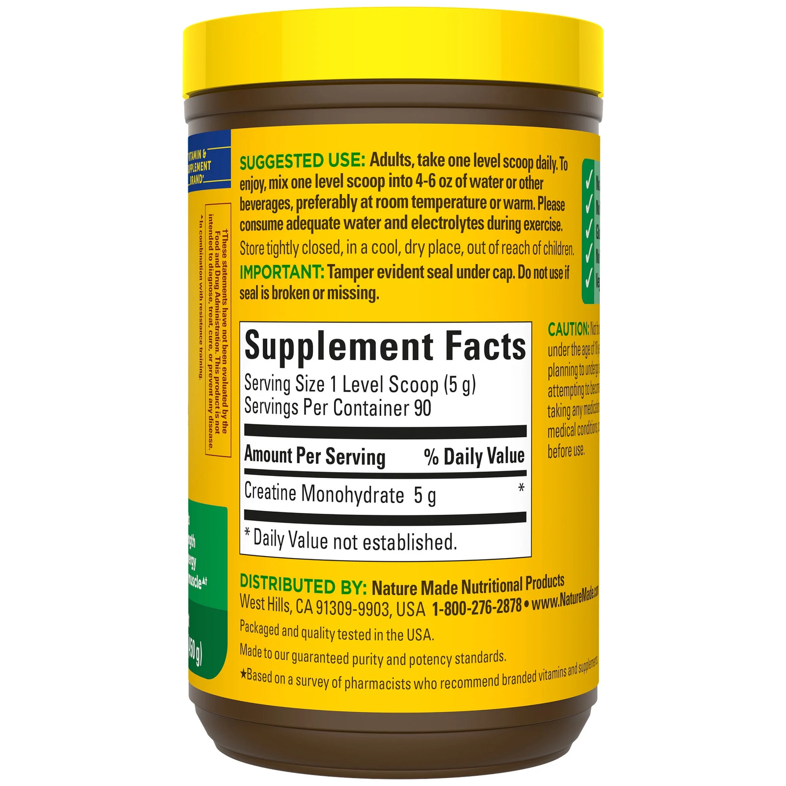 Nature Made Micronized Creatine Monohydrate Drink Mix Powder 5 G per Serving for