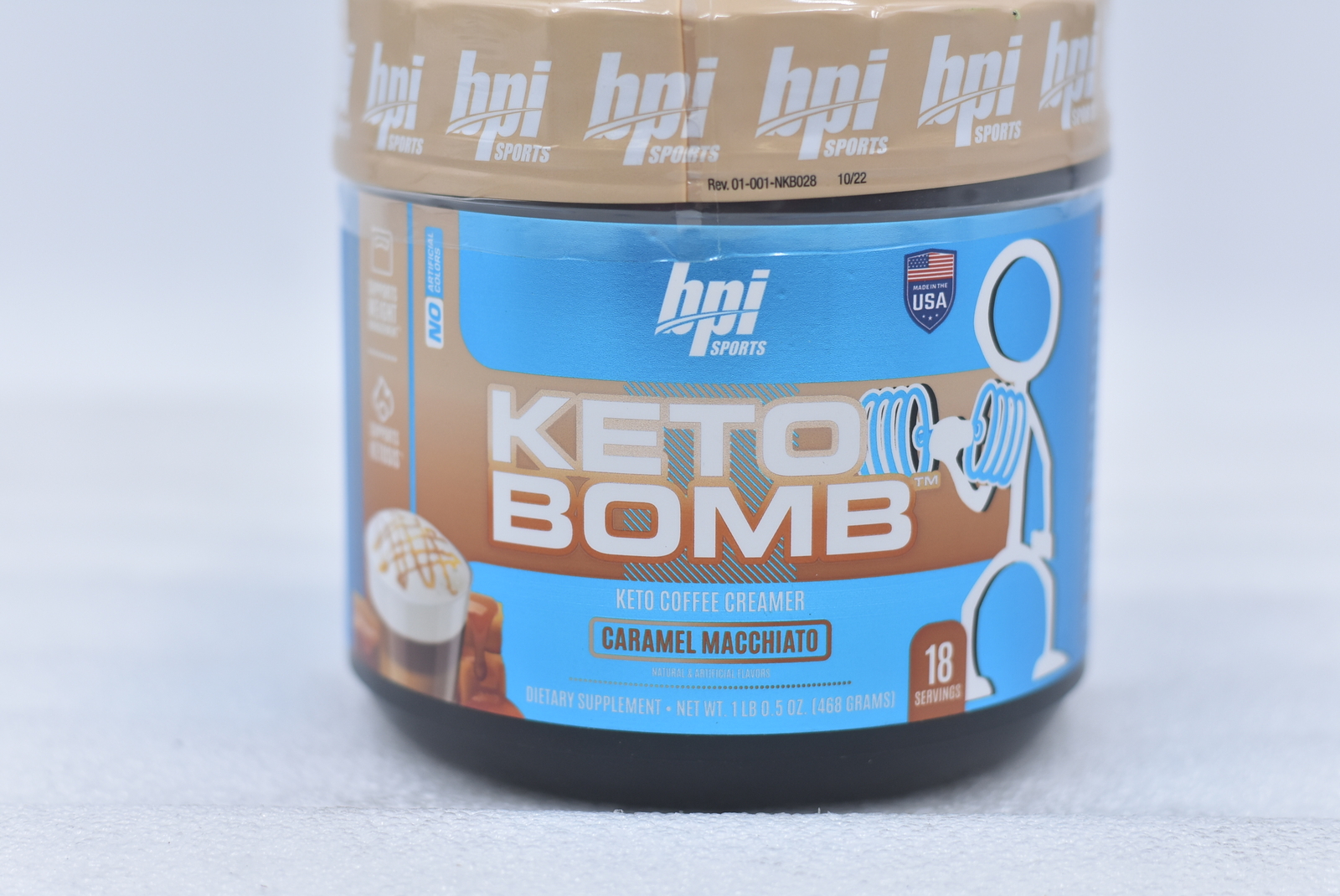 BPI Sports Keto Bomb, Caramel Macchiato Keto Coffee Creamer 18 Serv EXP 06/2027