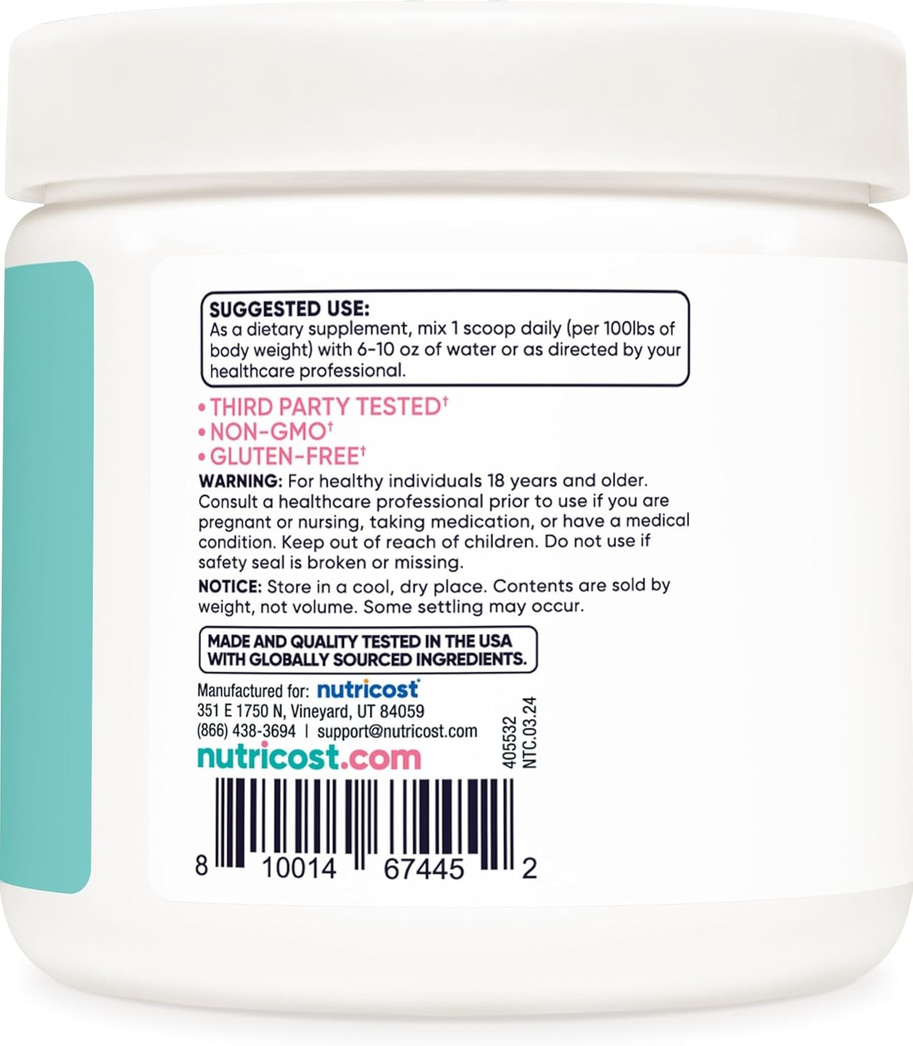 High Quality Micronized Creatine Powder 50 Servings Non GMO Gluten Free