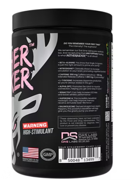 Mother bucker pre workout strawberry sunset 20 servings 400mg caffeine