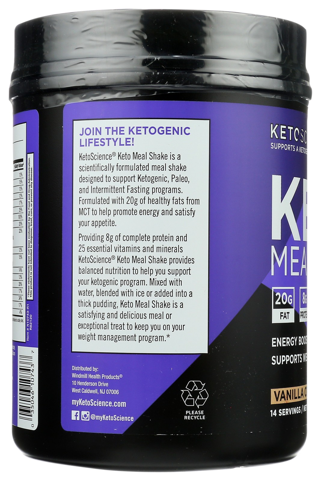 Ketoscience Vanilla Keto Meal Replacement Shake Powder 20G 1 Pack