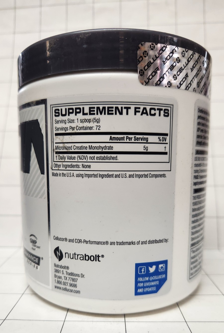 Cellucor Cor-Performance Creatine Unflavored Increase Strength 72 Servings 08/26