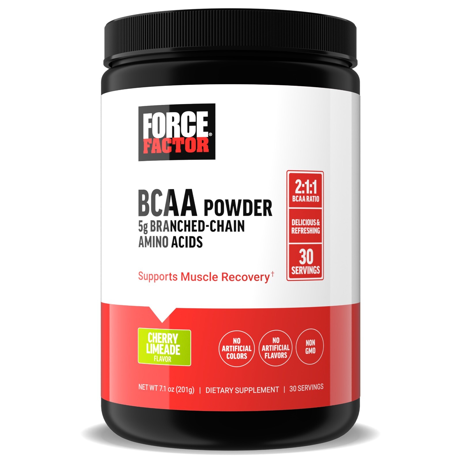 FORCE FACTOR BCAA Powder 2:1:1 ratio, Amino Acid Supplement, 30 Servings