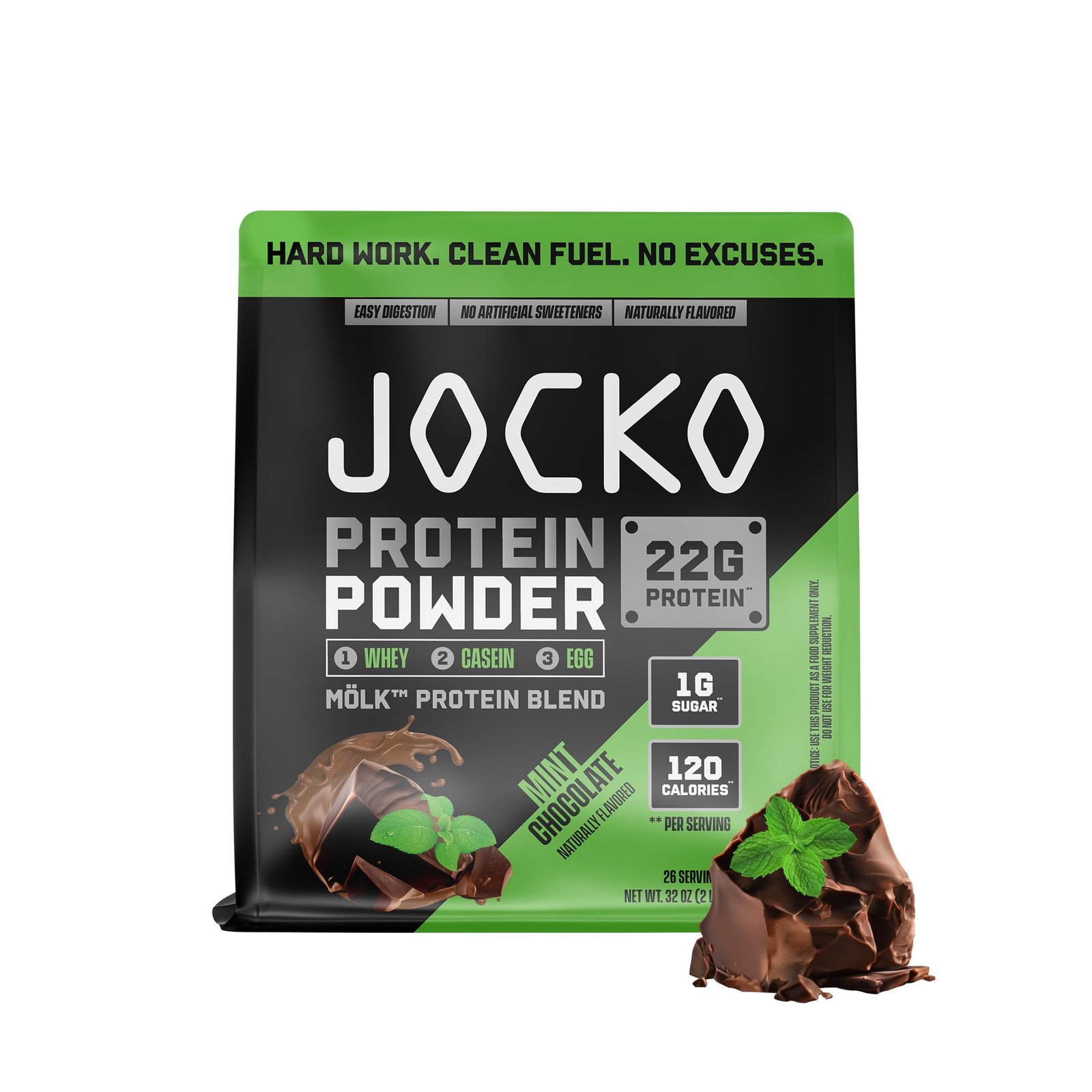 Jocko Fuel Whey Protein Powder, Mint Chocolate, 22g Protein, Digestive Enzyme…