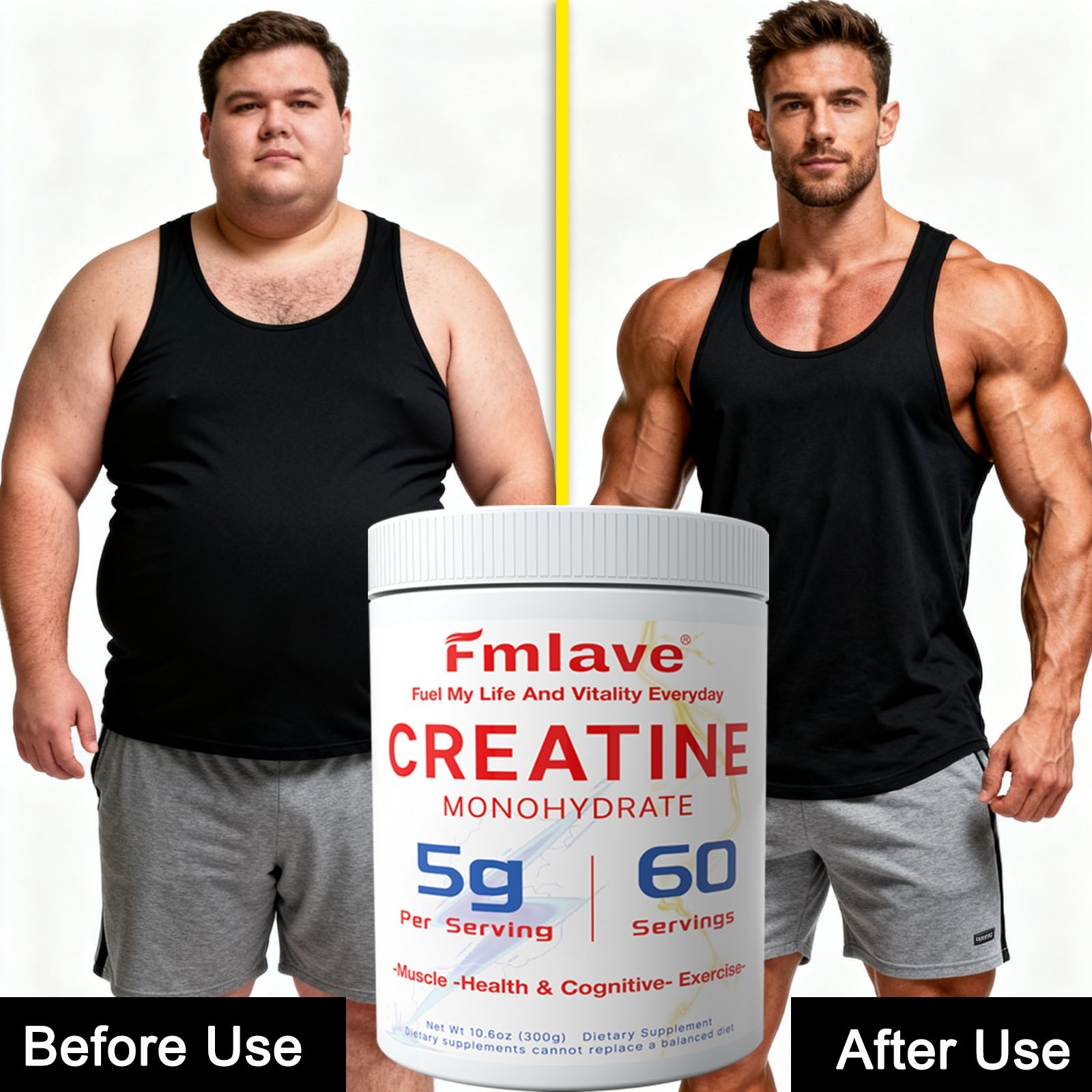Unflavored CREATINE Monohydrate Powder Micronized For Men & Women 60 Servings