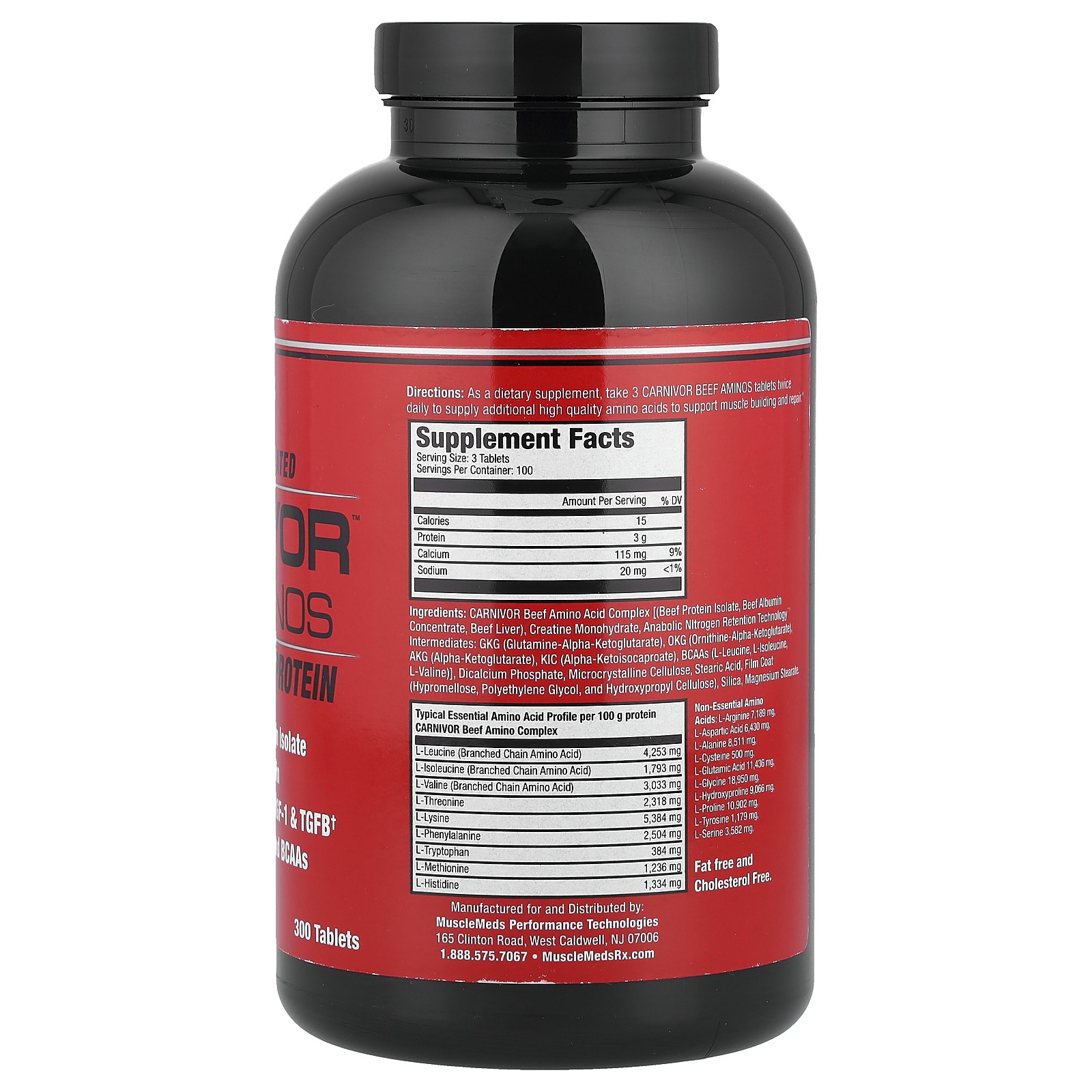 MuscleMeds Carnivor Beef Aminos 100 Pure Beef Protein 300 Tablets