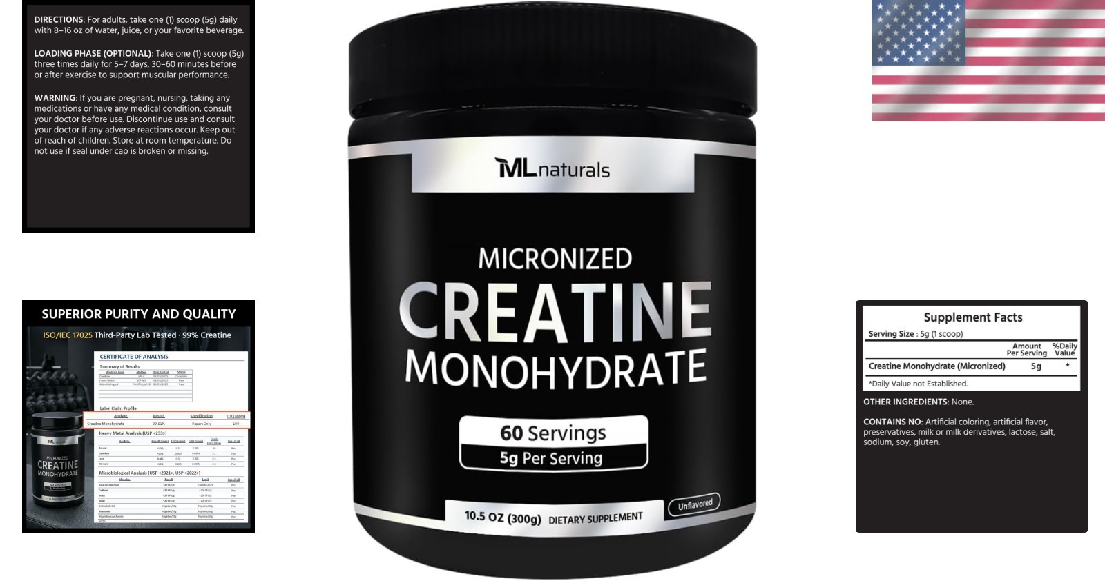 Third-Party Tested Micronized Creatine 300g, Supports Muscle Growth & Strength