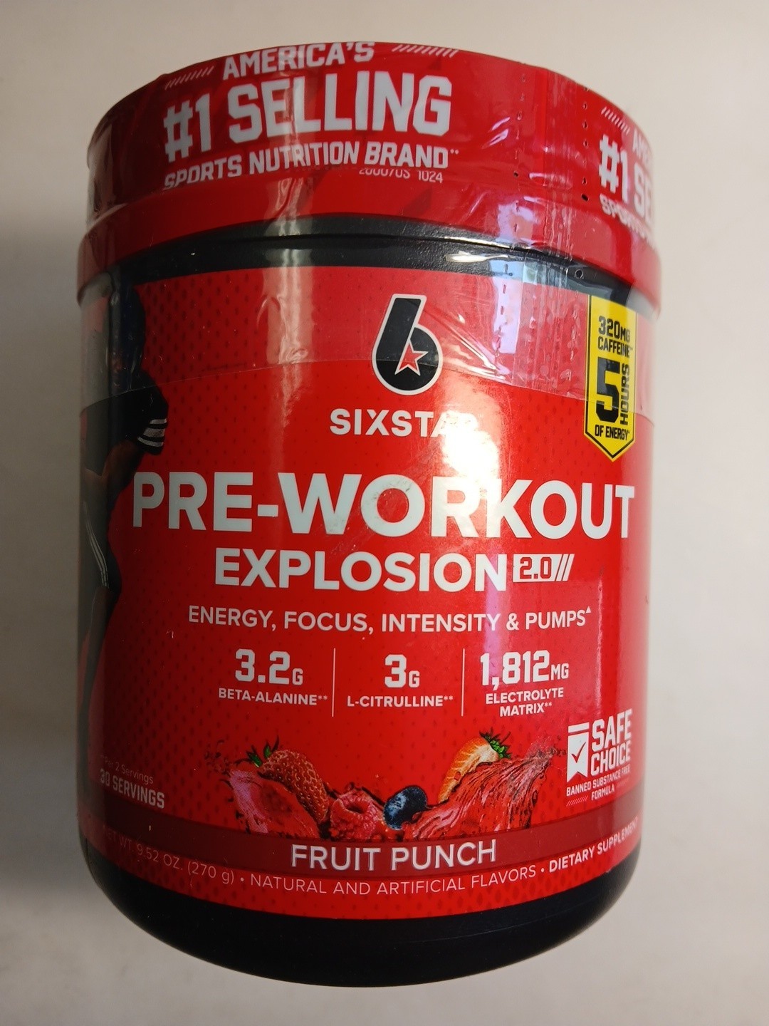 Six Star Pre-Workout Explosion 2.0 Fruit Punch 9.52 oz Exp 06/2027