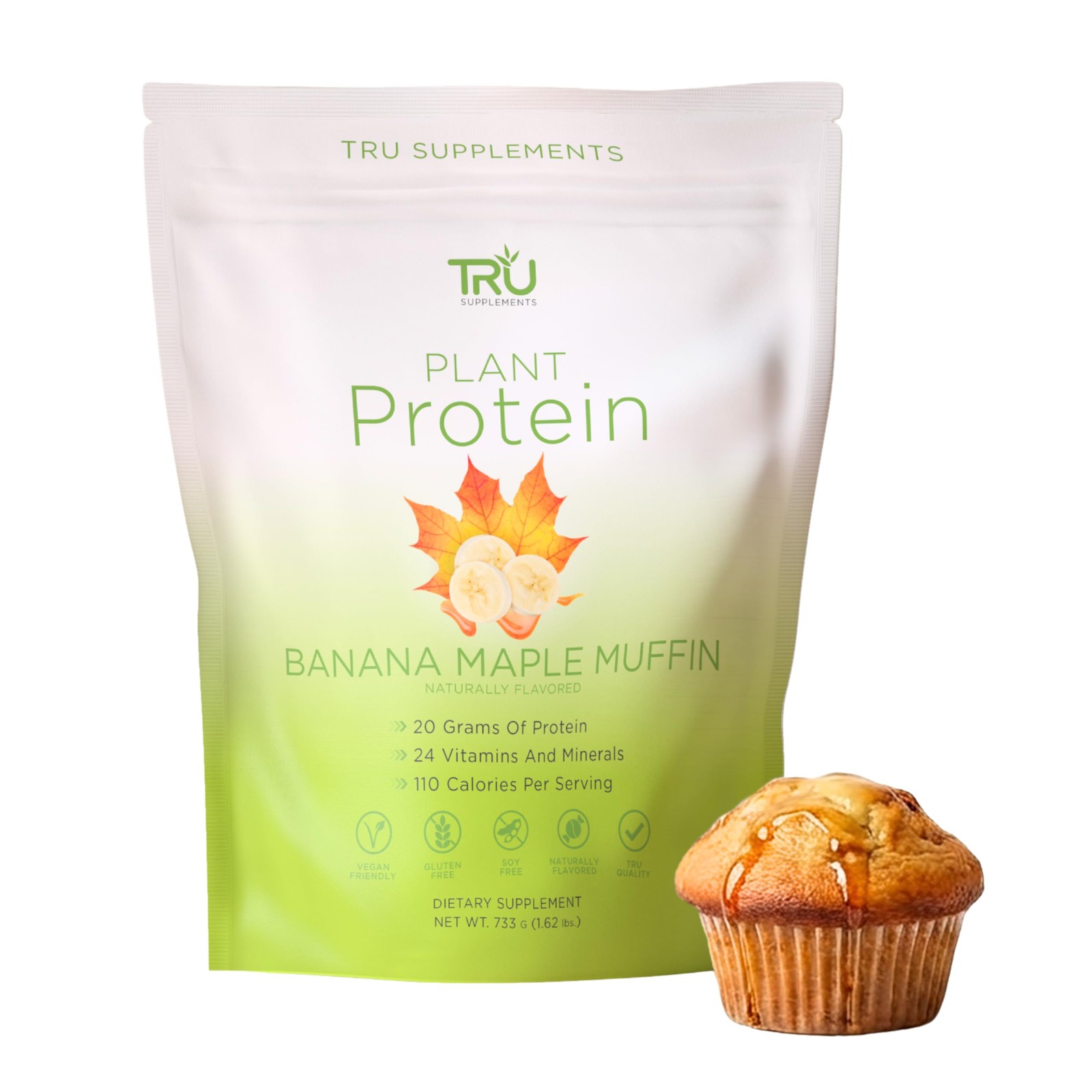 TRU Supplements Plant Based Protein Powder, BCAA, EAA, 20g Vegan Brown Rice & Pe