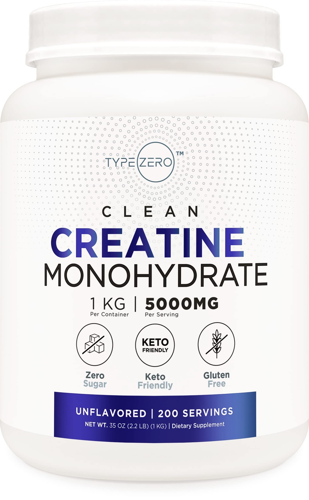 Type Zero Creatine Monohydrate Unflavored 1 KG 5000mg 5g Per Serving Microniz…