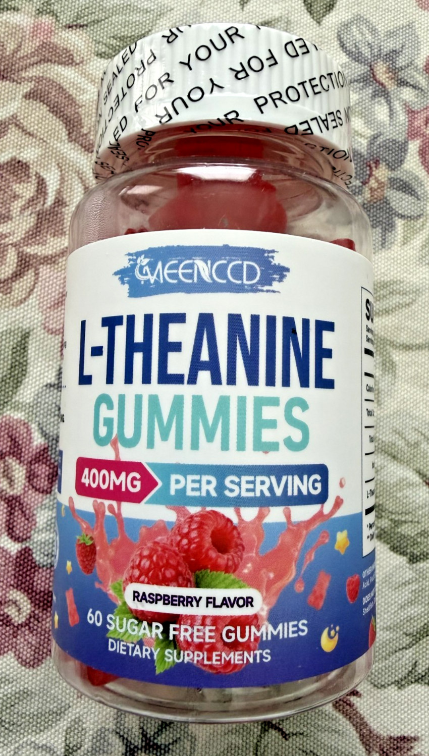 MEENCCD L-Theanine Gummies 400mg, Sugar-Free L-Theanine Supplement for Focus
