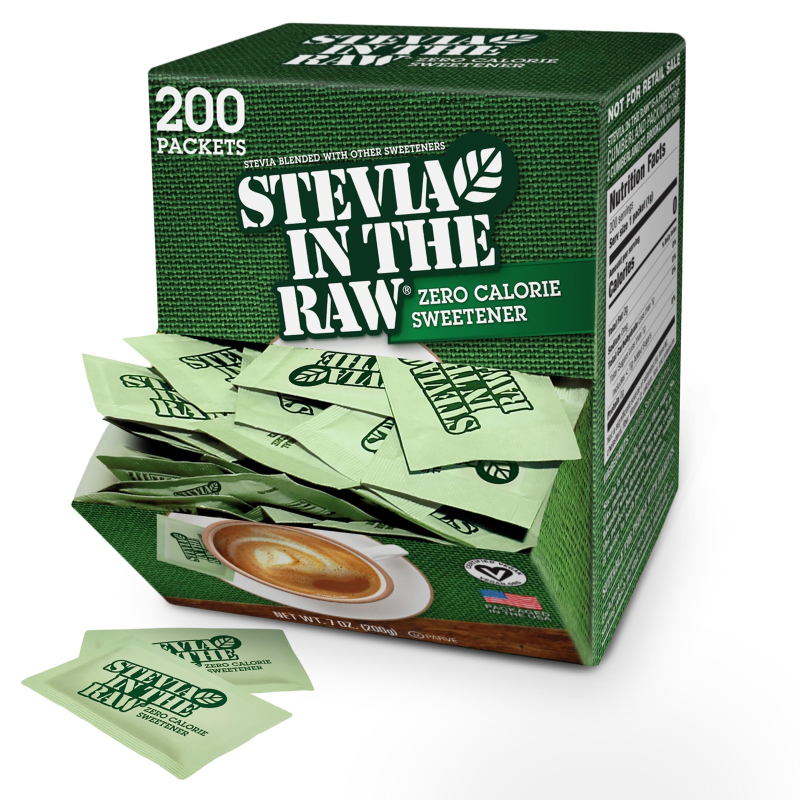 Stevia In The Raw, Plant Based Zero 200 Count (Pack of 1), Limited Edition