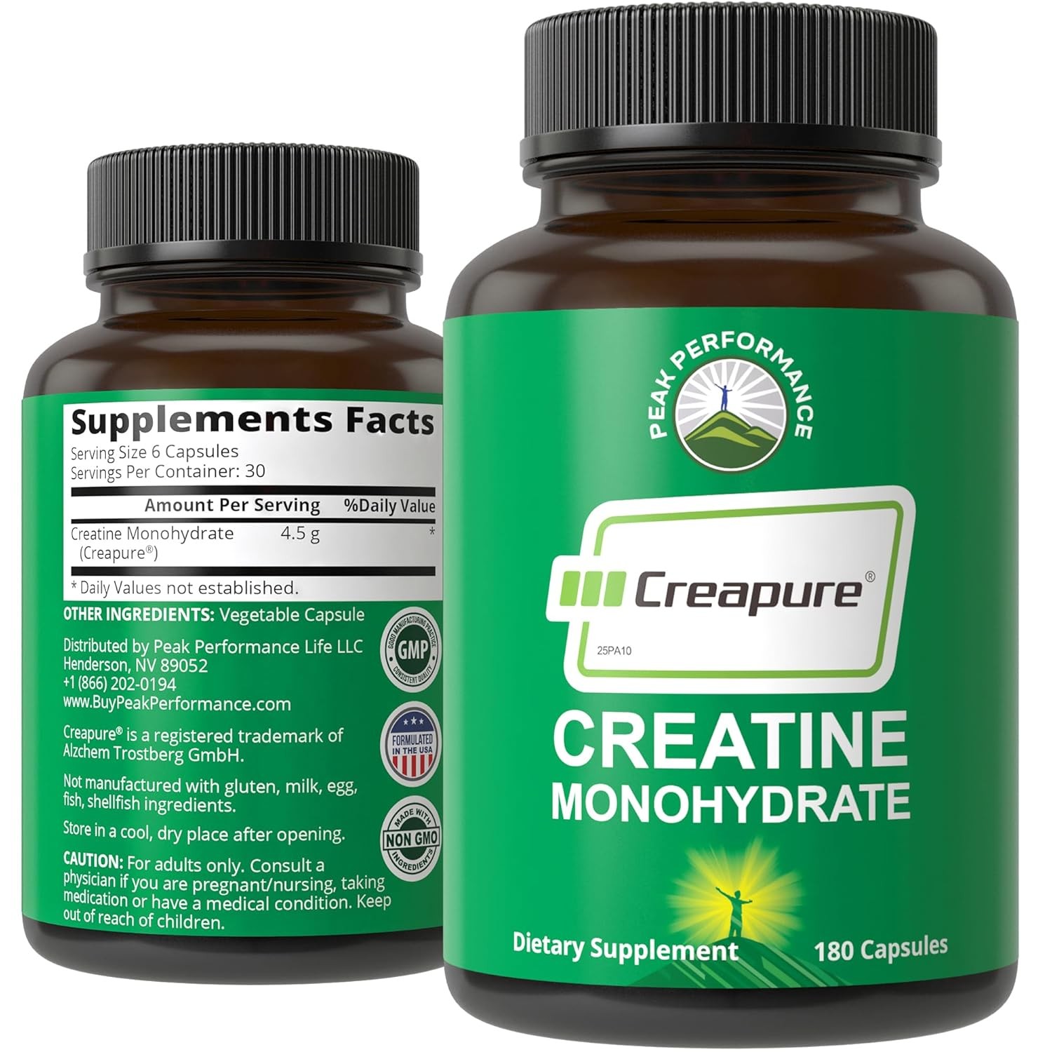 Creapure Creatine Monohydrate 180 Capsules – Ultra High Purity German Made Creat