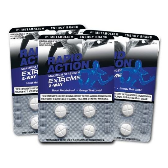 Rapid Action Extreme 2-Way Energy Pills 24 packs of 4 = 96 pills FREE SHIP