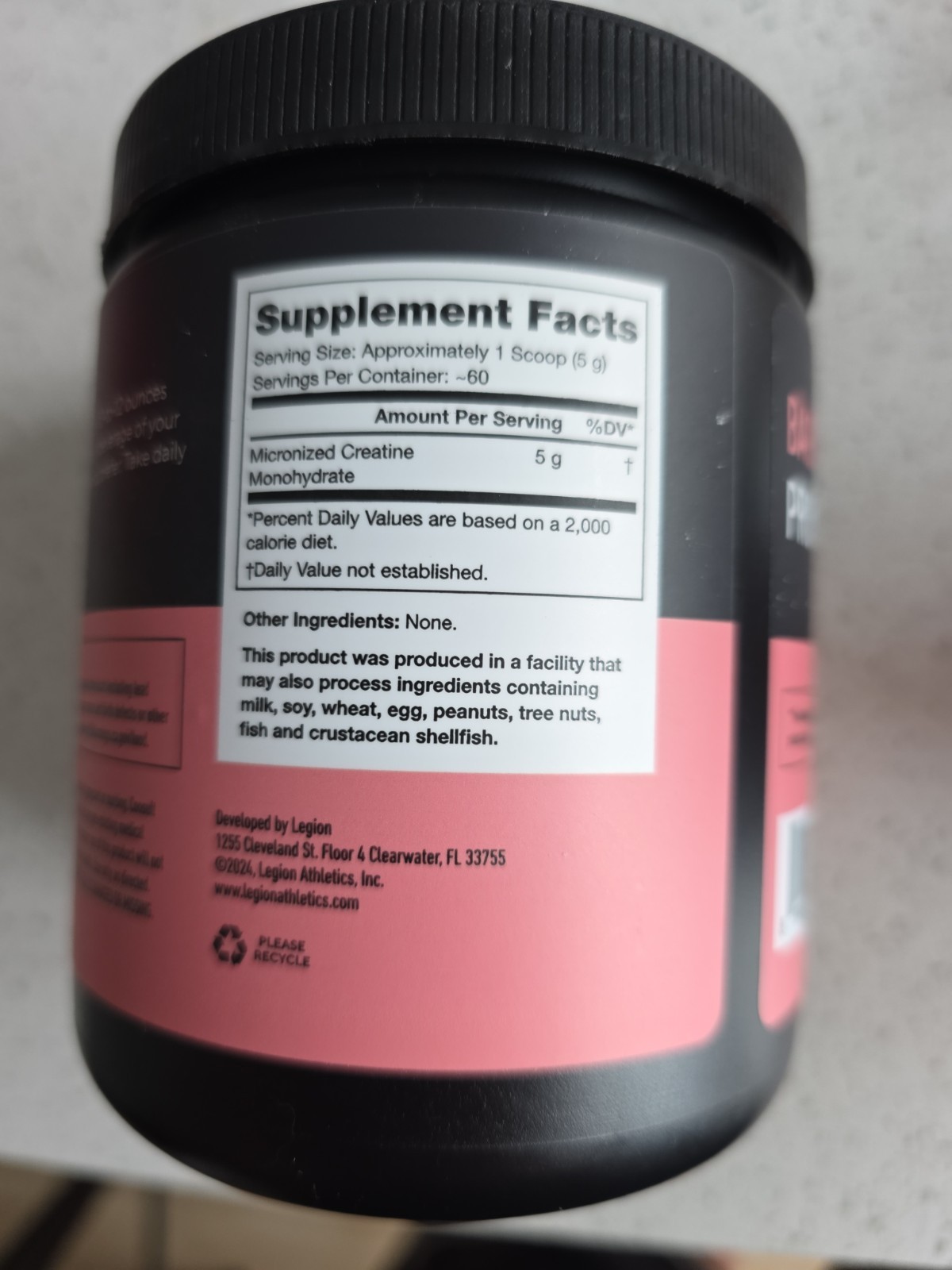 NEW LEGION Micronized Creatine Monohydrate Supplement Powder Unflavored 60 Serv