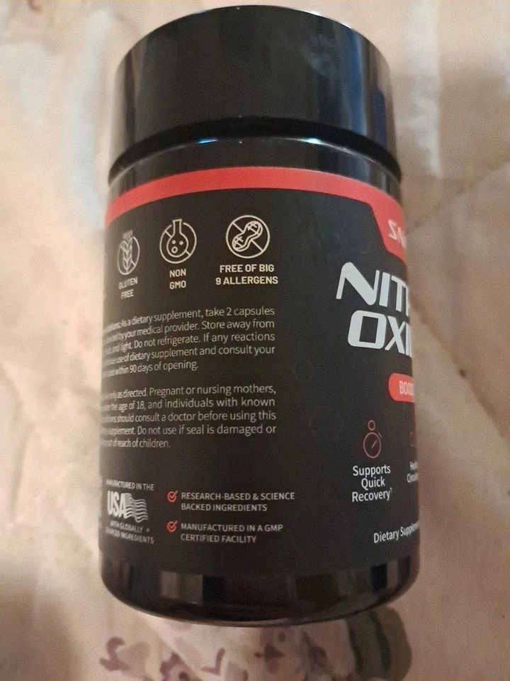 Snap Supplements Nitric Oxide Enhanceer Pre Workout, Muscle Builder 60 Capsules