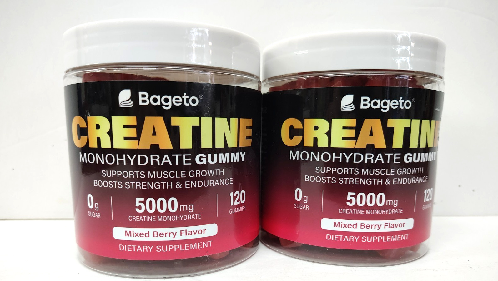 Bageto Creatine Monohydrate 5000mg Berry Gummies (120/Bottle, 2 Bottles) EX 4/27