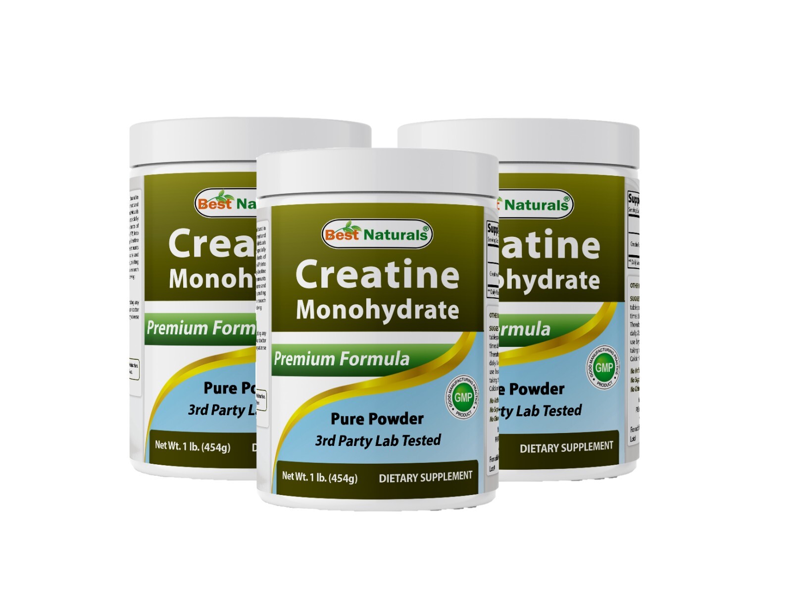 3 Pack Best Naturals Creatine Monohydrate 1 Lb Powder