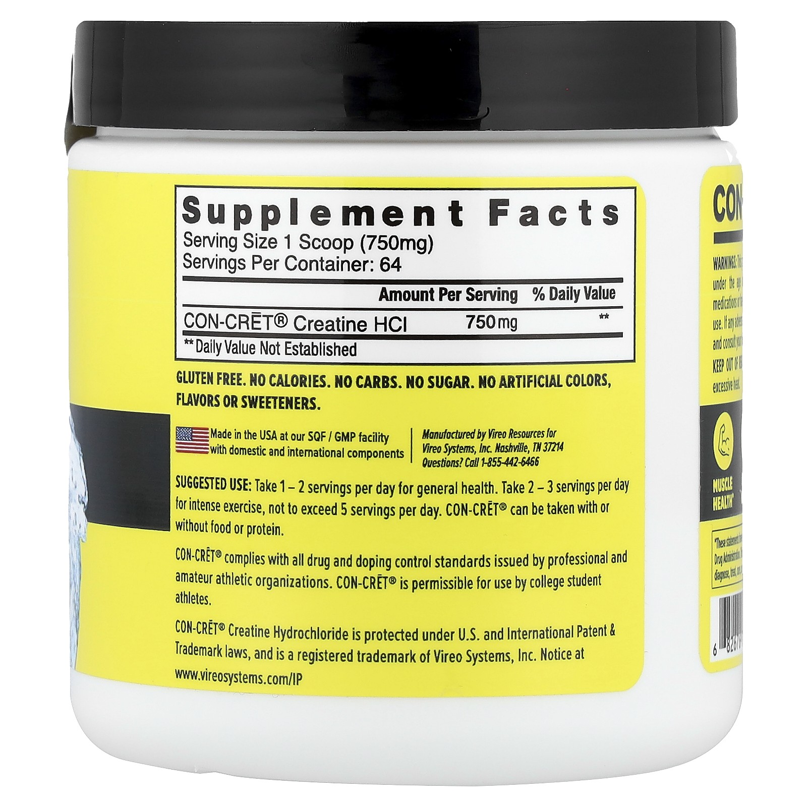 Patented Creatine HCl, Raw Unflavored, 1.7 oz (48 g)