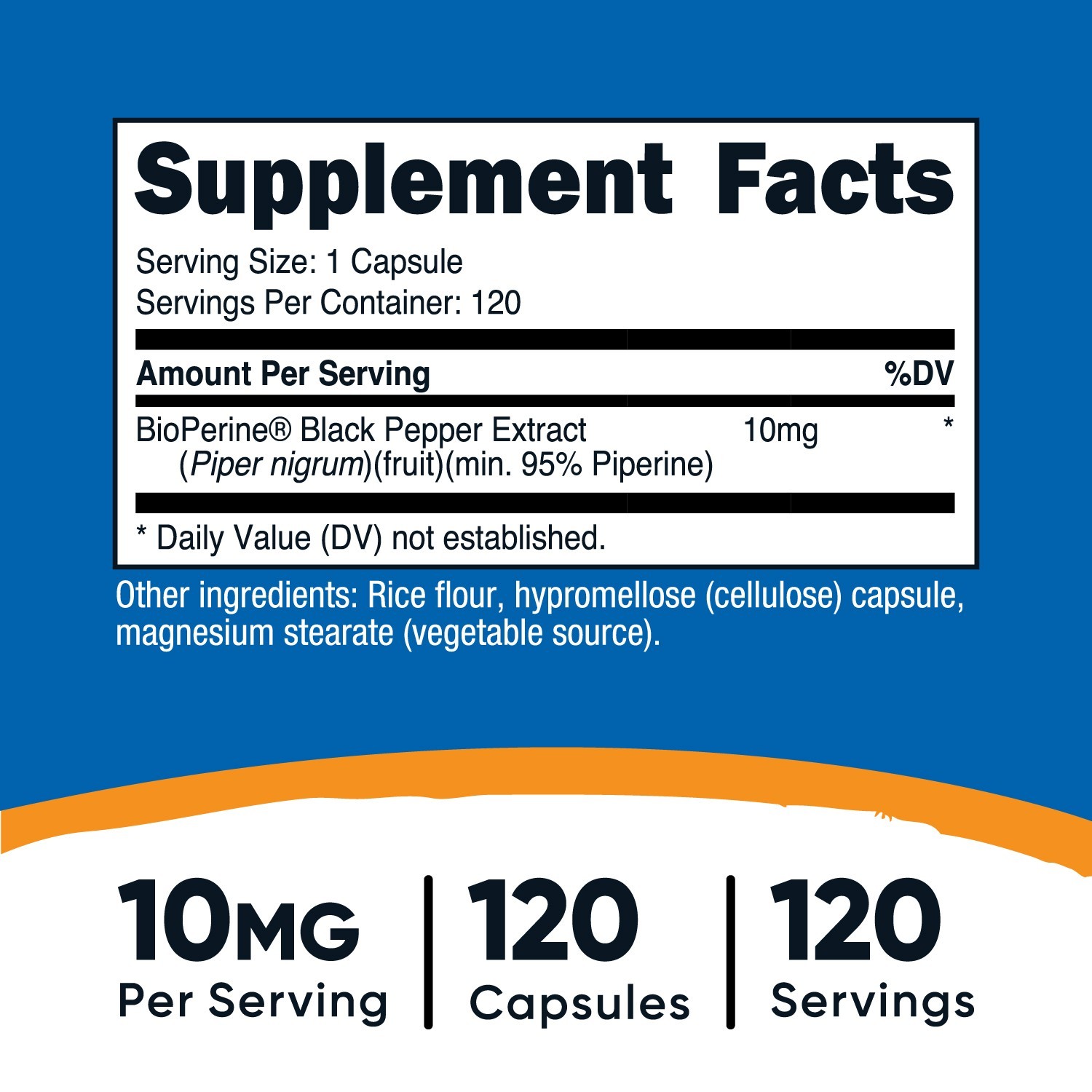 Nutricost Bioperine (Black Pepper Extract), 10mg Per Serving, 120 Capsules