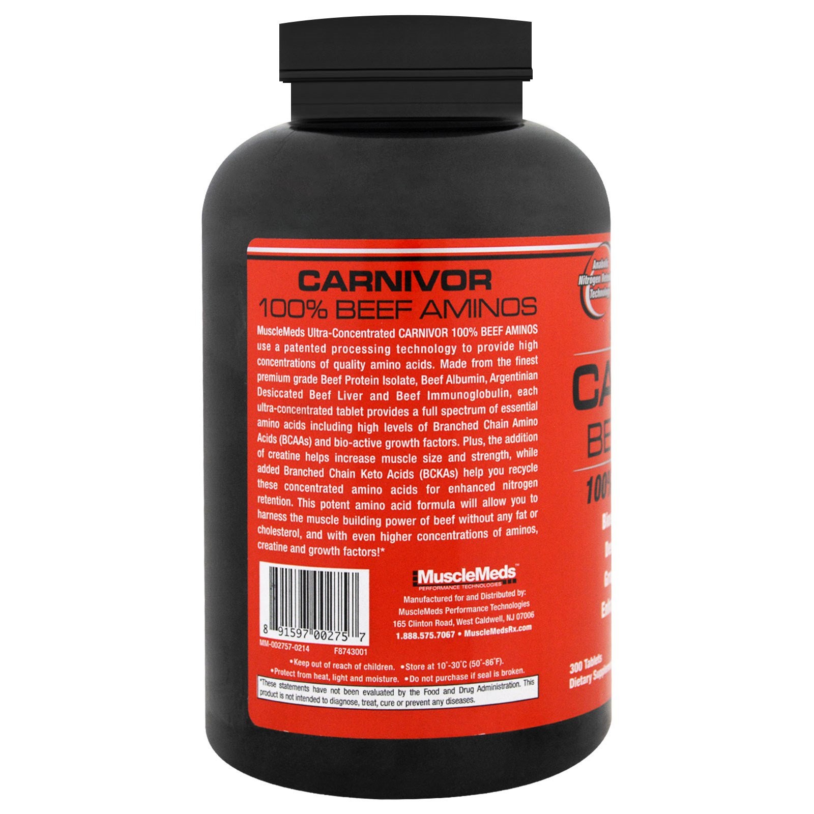 MuscleMeds Carnivor Beef Aminos 100 Pure Beef Protein 300 Tablets