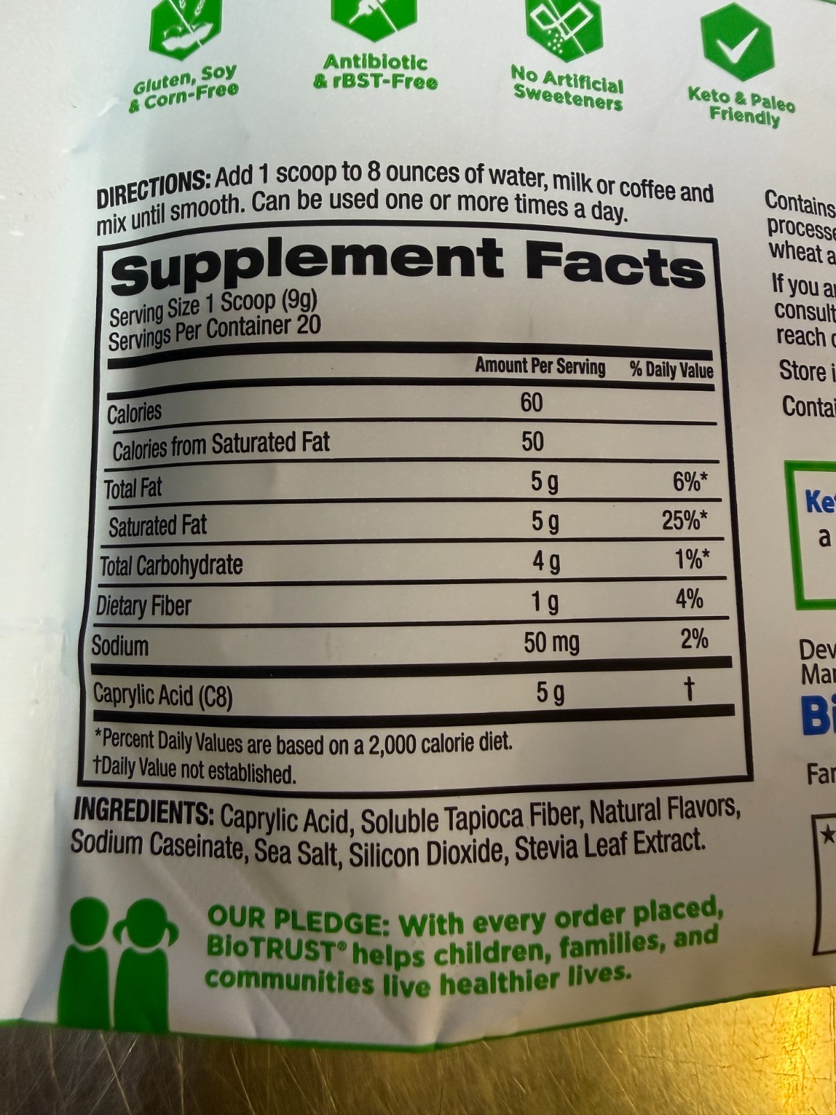 6.3oz Biotrust Keto Elevate MCT Oil Powder French Vanilla Best By 05/2027