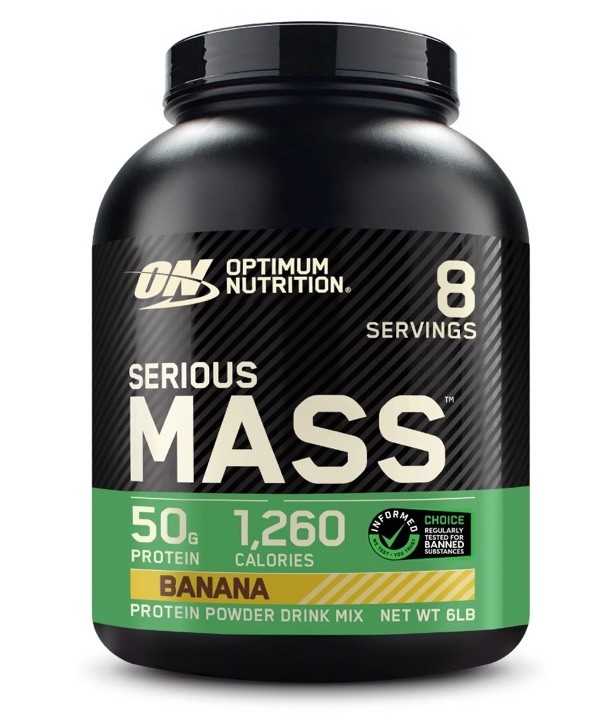 Optimum Nutrition Serious Mass Weight Gainer Protein Powder Banana. 6lb. 8/27