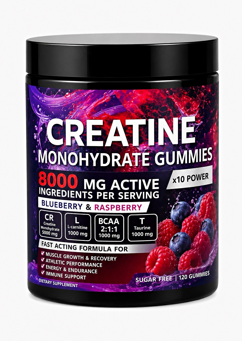 Perfect Fit Creatine Gummies 8000mg Blueberry & Raspberry 120 Sugar-Free
