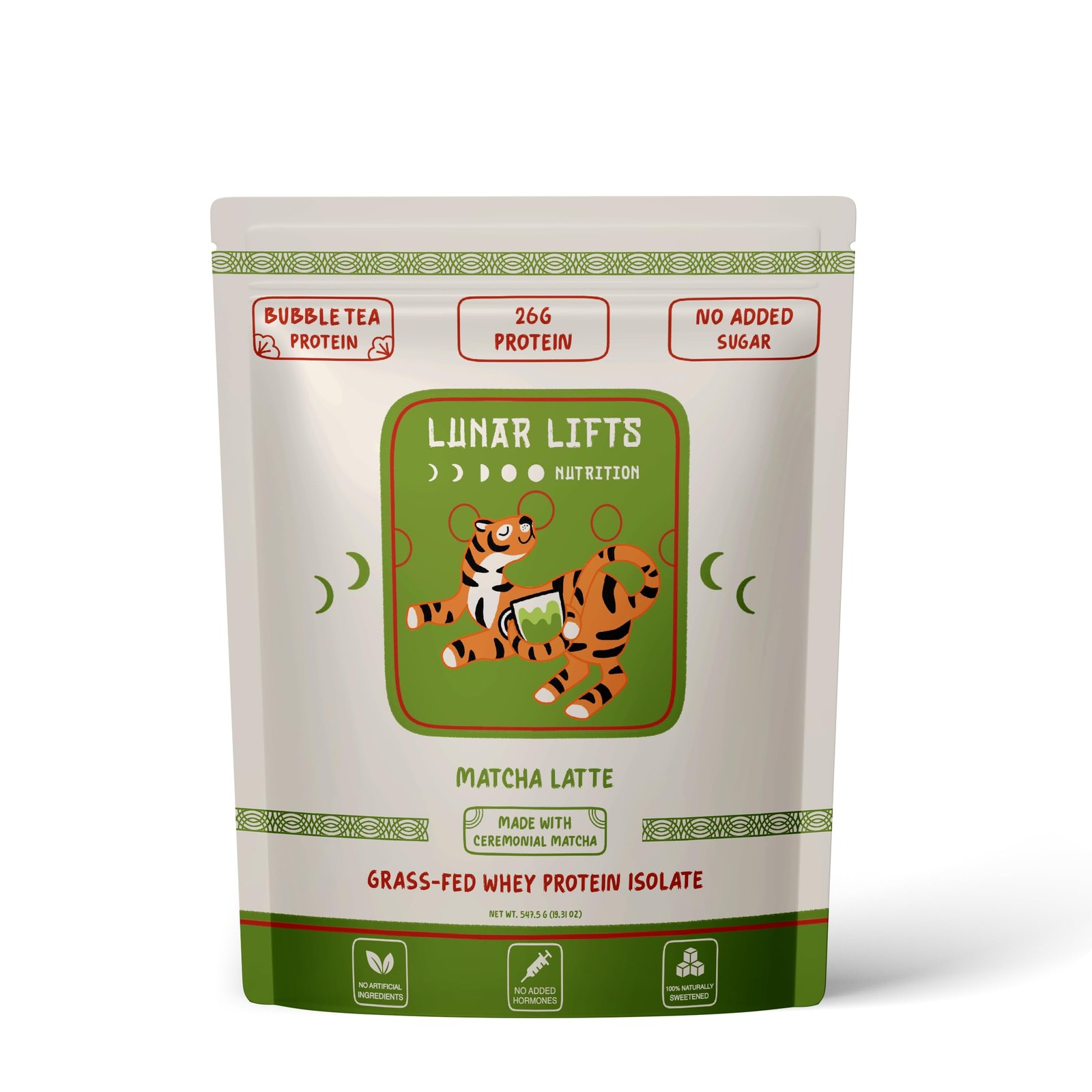 Lunar Lifts Nutrition Matcha Latte – Boba Tea Protein Powder | 26g Whey Prote…