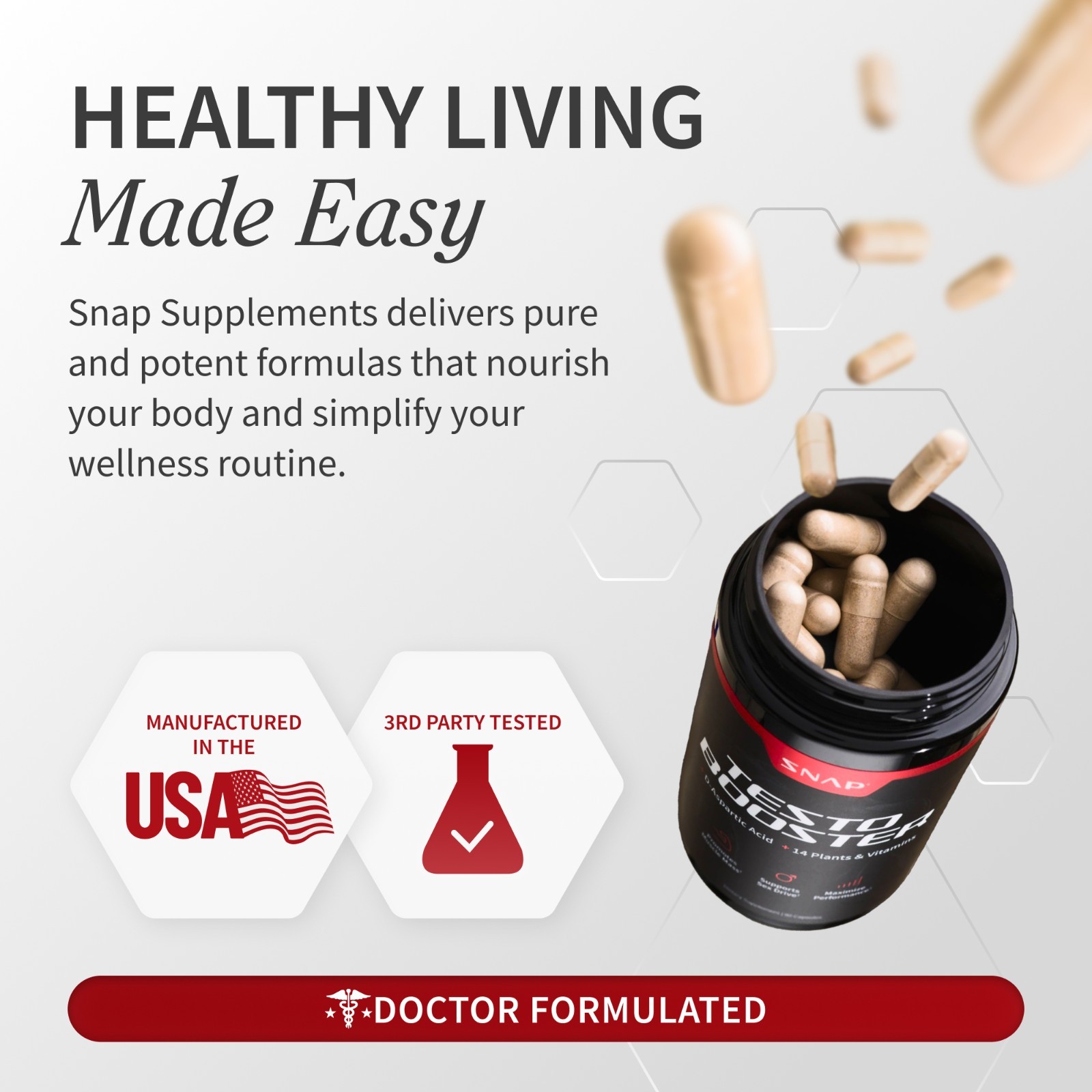 Testosterone Booster for Men, Male Enhancement Pills, Energy, Libido 90 Capsules