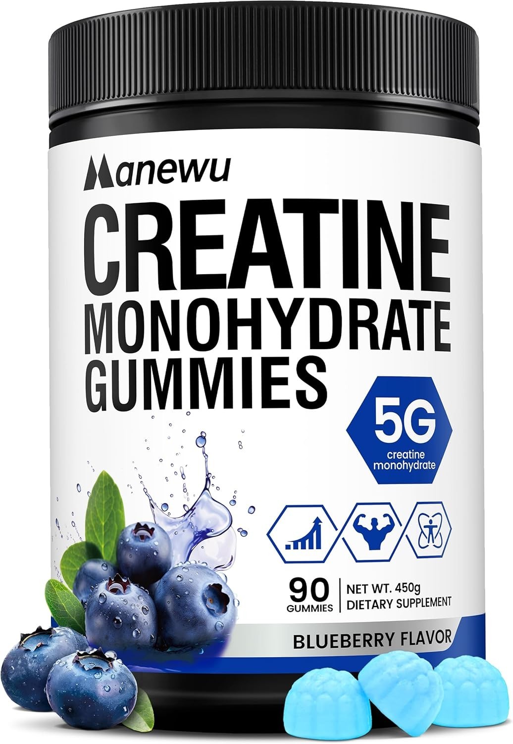 Lab-Verified Creatine Gummies – 5g Per Serving, 90 Count, Blueberry Flavor