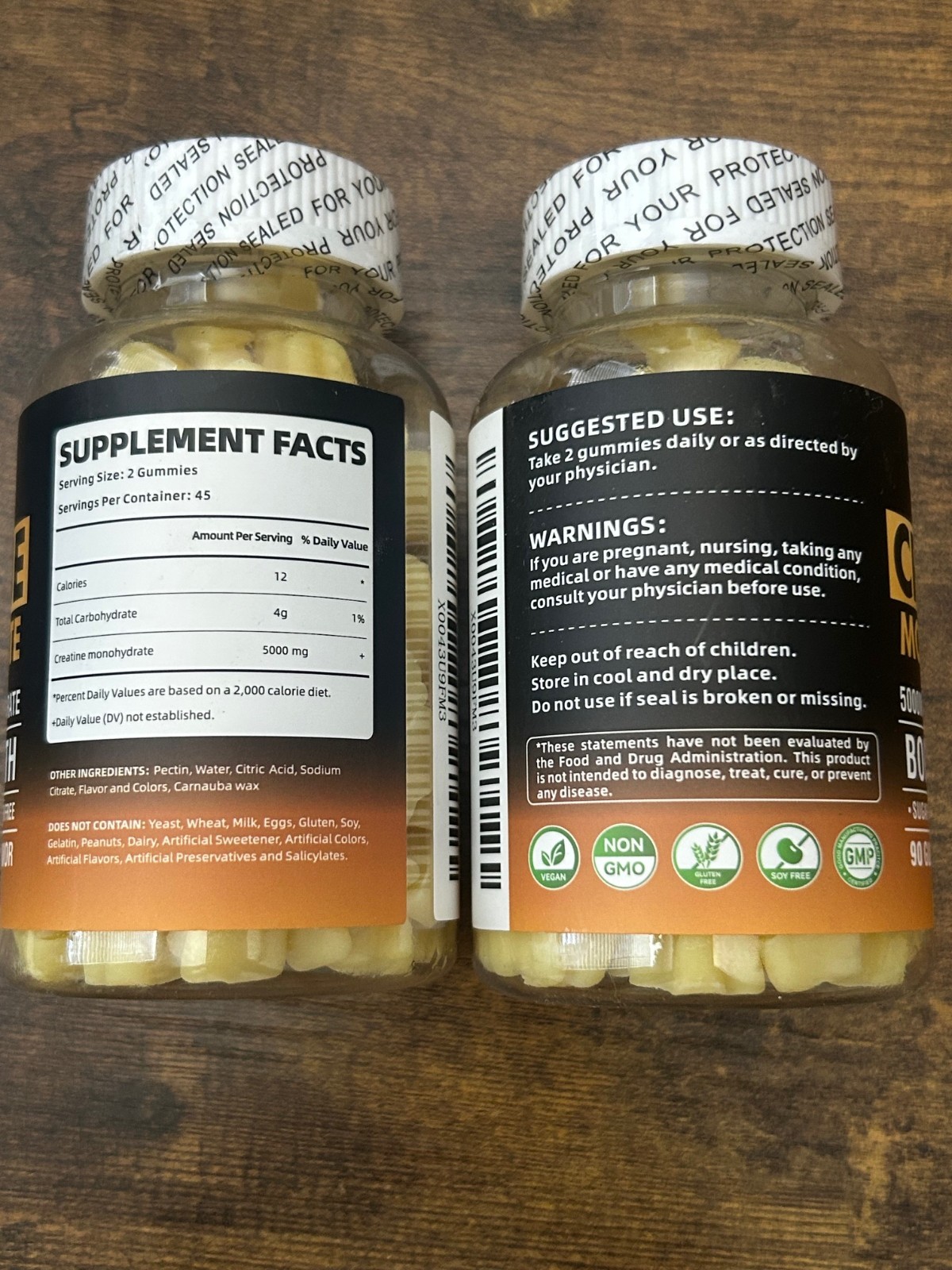HAPPYUMMMM Creatine Monohydrate 5000mg Gummies Pineapple, 90 Count EXP 10/26 2PK