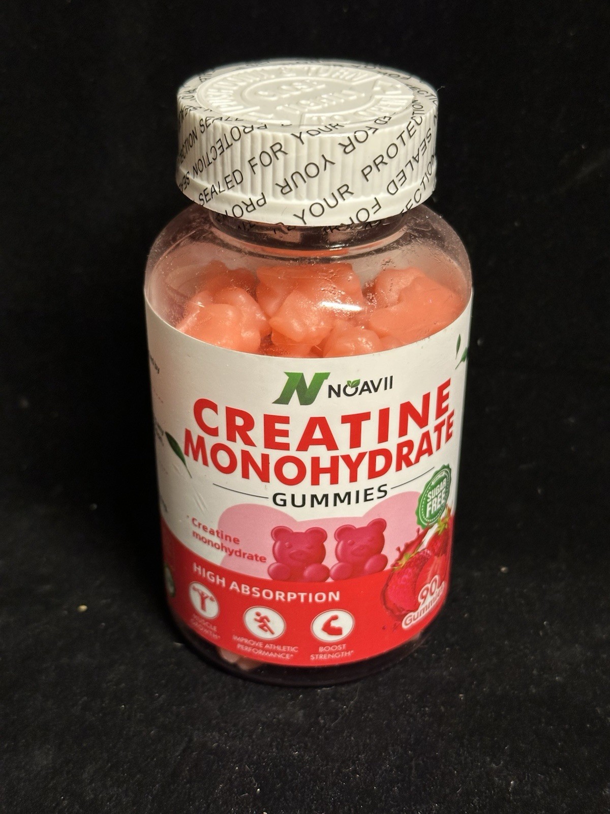 Noavii Creatine Monohydrate Gummies Strawberry Sugar Free 90 count 05/2027 B14