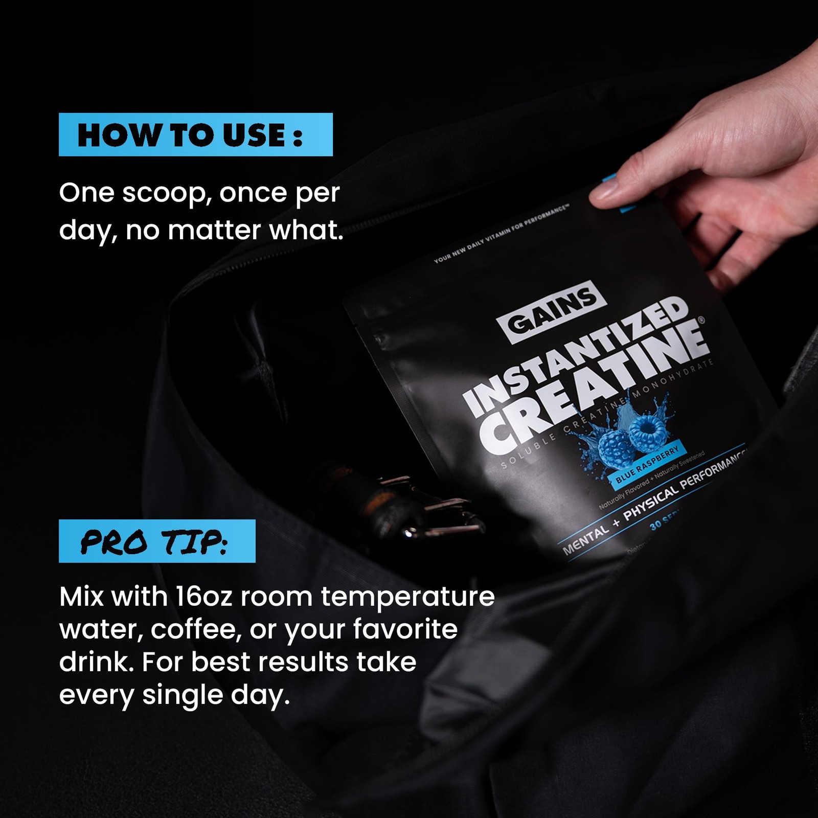 Gains in Bulk Instantized Creatine Monohydrate for Men & Women, Soluble Pre W…