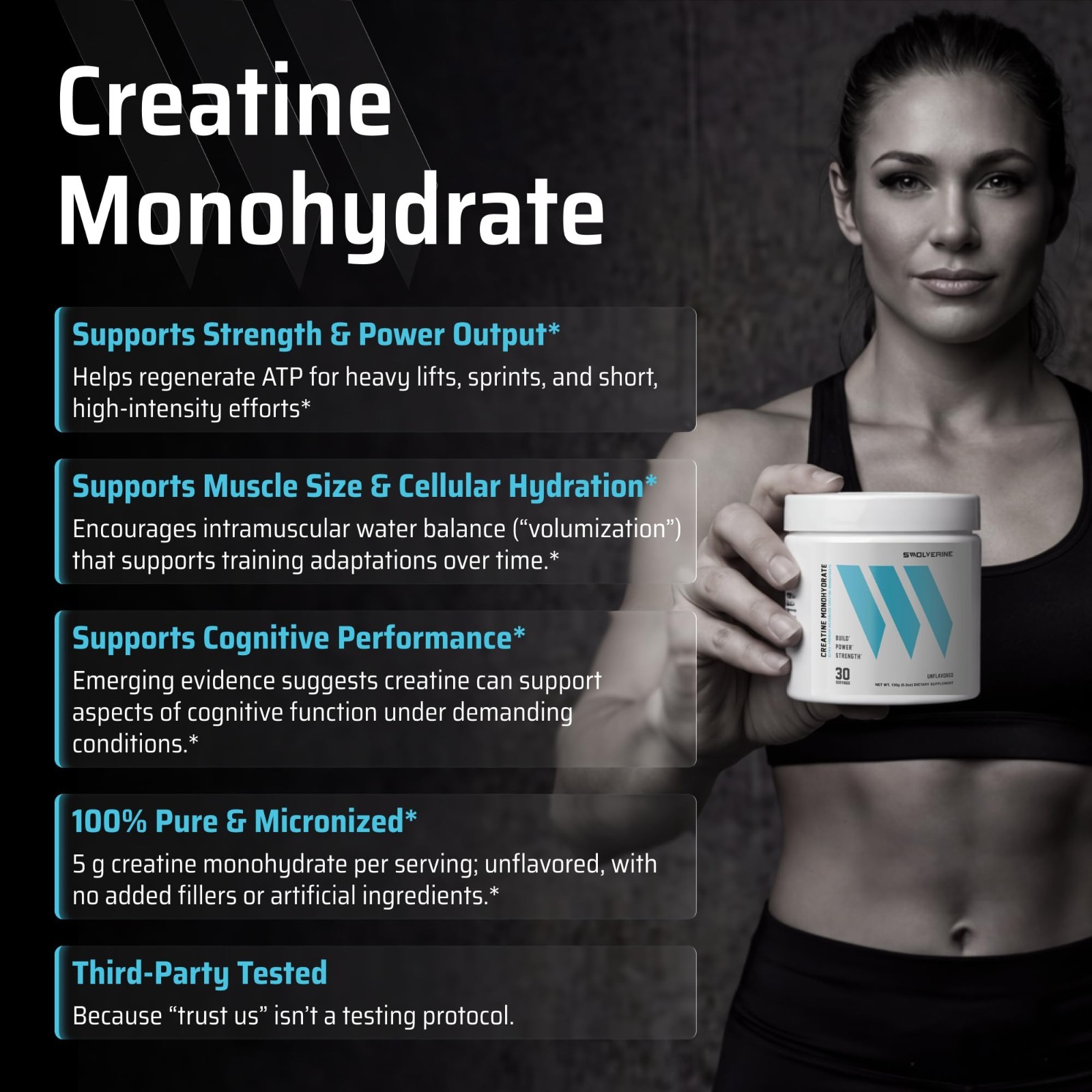 Micronized Creatine Monohydrate Powder – 5g, 30 Servings, Muscle Strength & Reco