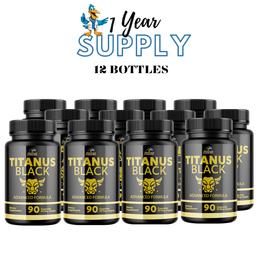 Titanus Black- Bodybuilding & Men’s Health Support- 12 Bottles- 1080 Capsules