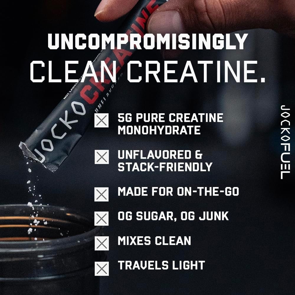 Jocko Fuel Creatine Monohydrate Stick Packs 30 Servings Unflavored 150g